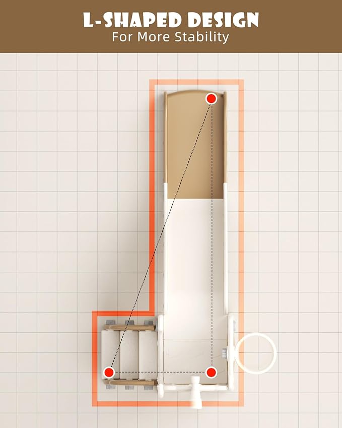 XJD 7 in 1 Toddler Slide, Kids Indoor Slide for Toddlers 1-3, New Upgrade with Golf, Basketball Hoop for Indoor Outdoor Playset,Toddler Playground (White Brown)