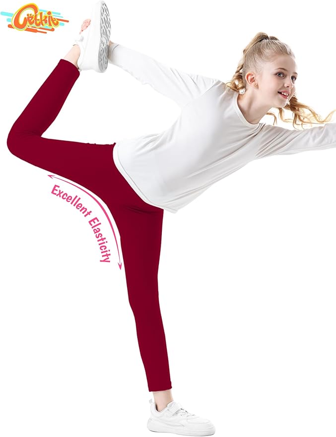 Girls Leggings Cotton Leggings for Toddler Footless Girls Pants Stretchy Baby Girl's Pants Infant Basic Leggings Size 6M -14Y