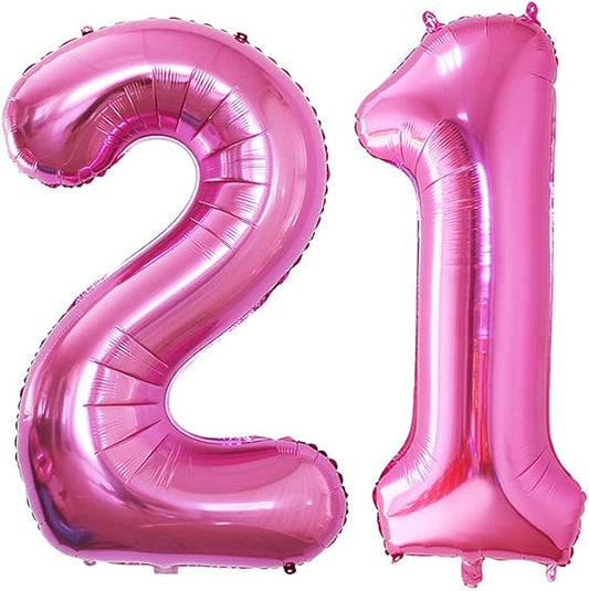 GOER Number 12 Balloons for 12th Birthday Sweet 12 Party Decorations,42 Inch Jumbo Foil Helium 21 Balloons for 21st Birthday Party Decoration (Hot Pink)
