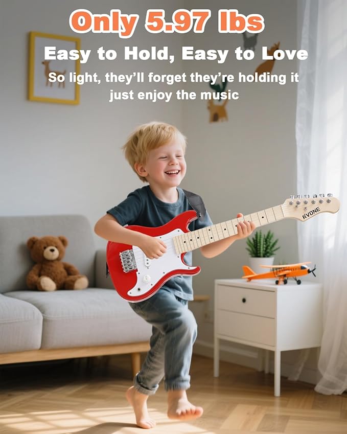 Kids Electric Guitar Beginner Kit 30 Inch, Mini ST Style Electric Guitar for Boys Girls with Amp 5W, Gig Bag, Tuner, Strap, Cable, Picks, Extra Strings, RST-70 Red