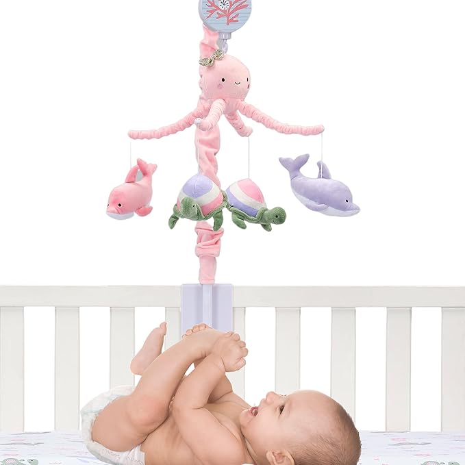 Lambs & Ivy Sea Dreams Dolphin/Turtle Musical Baby Crib Mobile Soother Toy
