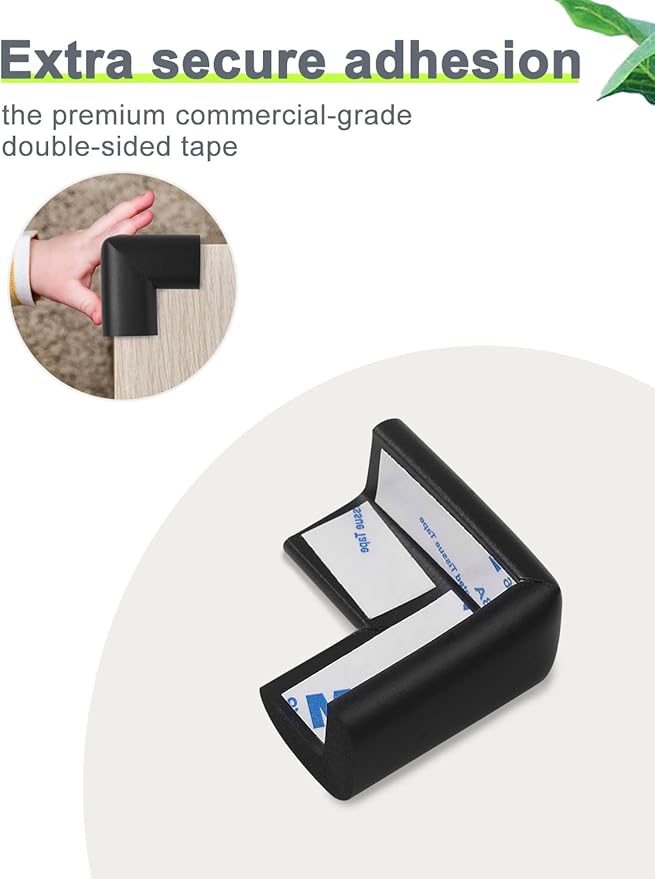 Foam Corner Protector Edge and Corner Guard, with 12.5 feet Length Foam Safety Bumpers, Baby Proofing Safety Table Corner Protectors (Black 12.5ft)