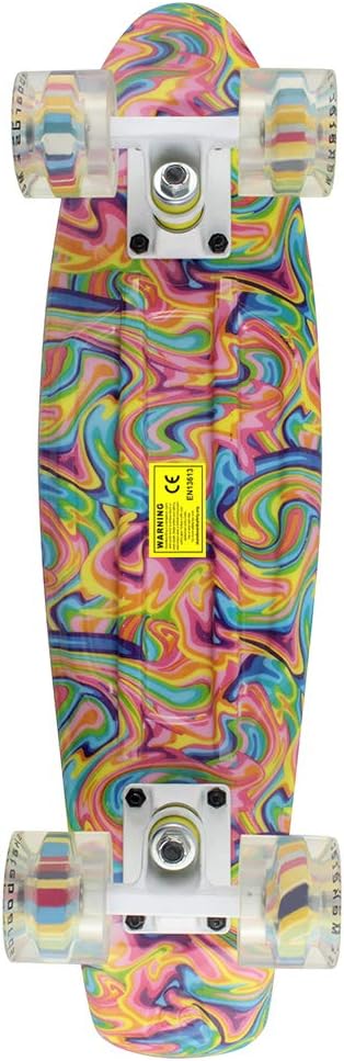 Skateboards Complete 22 Inch Mini Cruiser Retro Skateboard for Kids Boys Youths Beginners