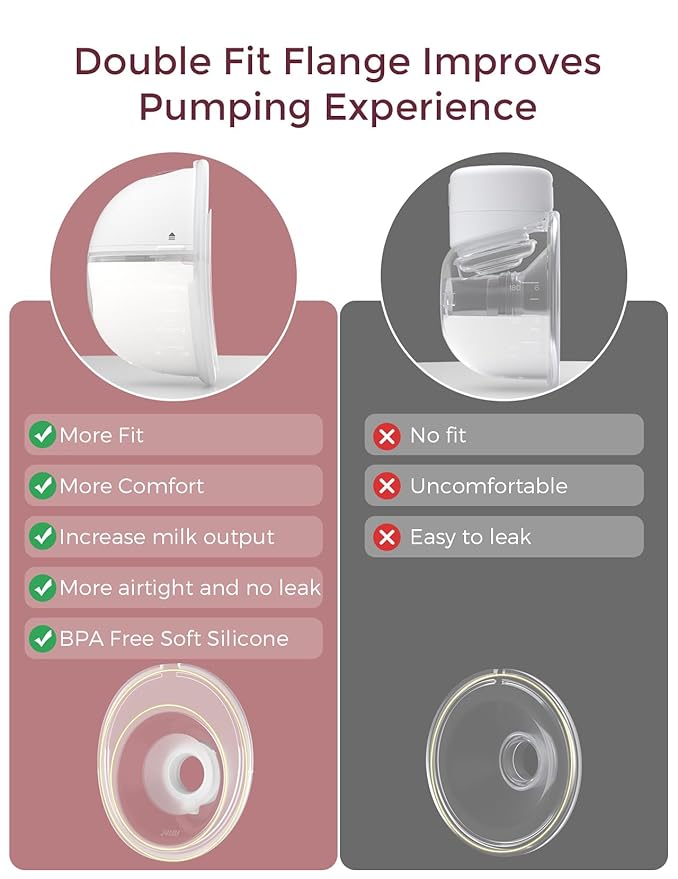 Momcozy M5 Hands-Free Wearable Breast Pump, Double-Sealed Flange for Baby-Like Comfort, 3 Modes & 9 Suction Levels, Portable Electric Pump – 24mm, 2-Pack Lilac