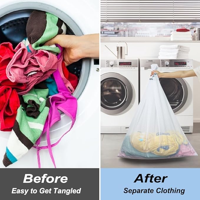 Vivifying Mesh Laundry Bags, 2 Pack XXXL Extra Large Honeycomb Laundry Bags with Zipper for Washing Machine, Coats, Stuffed Toys, Blanket, Sweater, Delicates Clothes