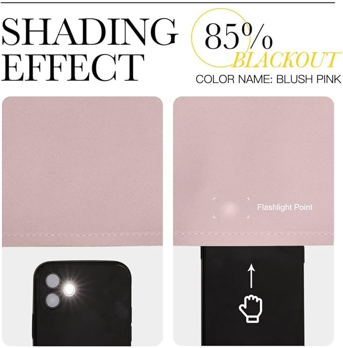 NICETOWN Blush Pink Short Curtains for Girls Room, Grommet Kitchen Window Curtains Thermal Short Drapes Room Darkening for Cafe, 2 Panels, W52 x L36