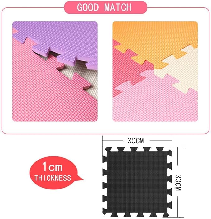 YIMINYUER® 25 Tiles (30cm×30cm×1cm Each Tile) Baby Soft Puzzle Play Mats, Kids Thick EVA Foam Floor, Toddlers & Children's Soft Interlocking Mat R04G301025
