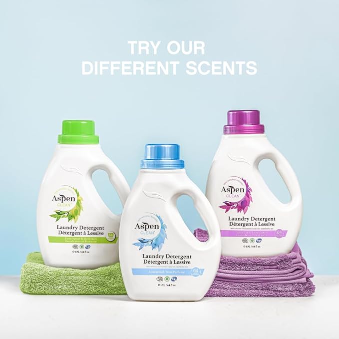 AspenClean Natural Laundry Detergent Lavender & Lemongrass - 100% Natural, Organic, HE Liquid Laundry Detergent - Vegan, Cruelty-Free, Biodegradable - Safe for Babies, Pets & Kids - EWG Certified (2
