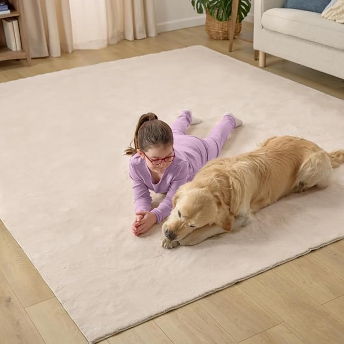 GORILLA GRIP Ultra Soft Washable Area Rug, Stain and Slip Resistant Plush Thick Carpet for Bedroom Living Room, No Shed Floor Rugs, Pet Friendly, Dorm Essentials, Kids Nursery Home Decor, 2x3, Ivory