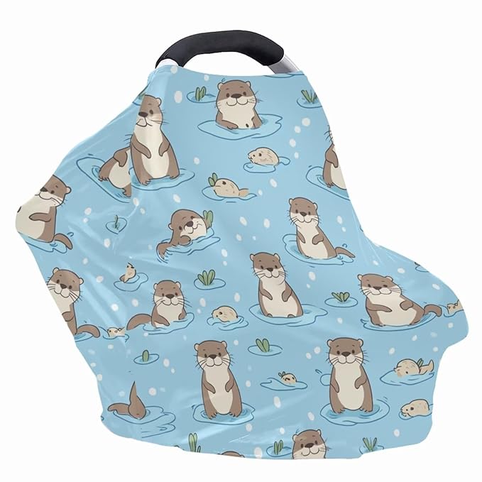 Binienty Cute Otter Nursing Cover Baby Car Seat Covers Soft Breathable Infant Carseat Canopy for Moms