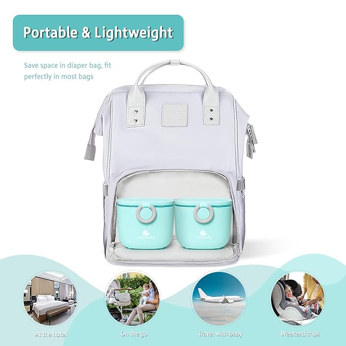 Termichy Baby Formula Dispenser, Portable Milk Powder Dispenser Container with Carry Handle and Scoop for Travel Outdoor Activities with Baby Infant, 8.8OZ, 0.55LB, 250g (Blue-2pack)