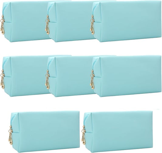 Bridesmaid Proposal Gifts Letter Cosmetic makeup bag bulk for Wedding Party Favors Bachelorette party decorations Toiletry Organizer Bag Makeup Case Gift (8, Blue)