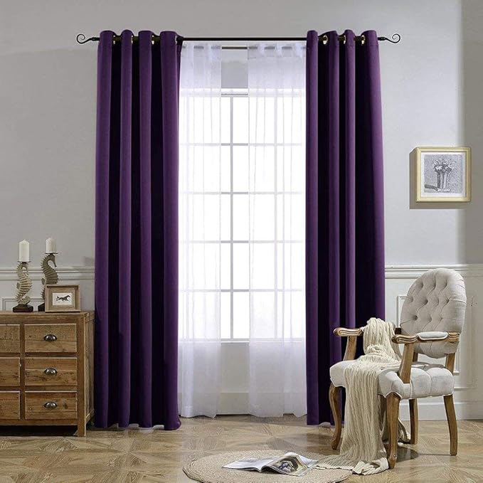 NICETOWN Blackout Curtains Drapery Panels - Window Treatment Royal Purple Blackout Curtains/Panels for Bedroom/Living Room Window, 84 inches Long, 2 Panel Set