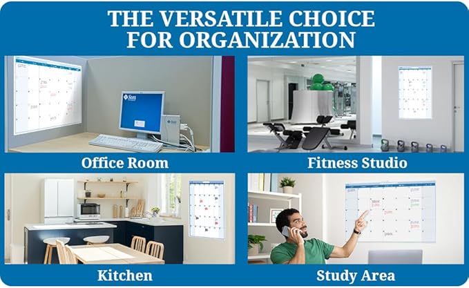 18" x 24" Sky Blue Horizontal 30-Day Dry-Erase Task, Goals and Objective 1-Month erasable Wall Planner Calendar. Complete with Fine Tip Dry-Erase Marker and Eraser