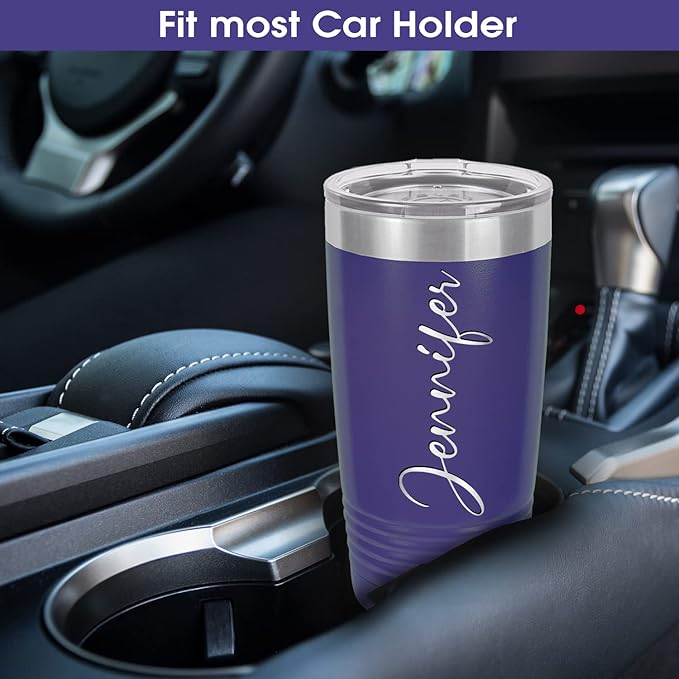 Personalized Tumblers, Custom Name Coffee Cup, Girlfriend Gifts, Small Tumbler with Lid Included, Gift for Her, Gift for Him, Keep Drinks Cold and Hot (Purple, 20oz)