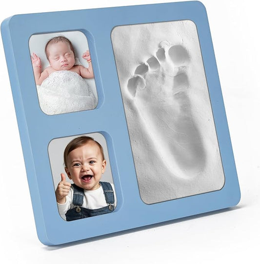 Baby Handprint and Footprint Kit, Blue Babies Keepsake 4x6 Clay Frame, for Record Newborn Footprints, Handprints or Pet Paw Prints