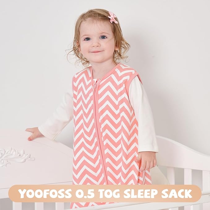 Yoofoss Baby Sleep Sack 12-18 Months Baby Wearable Blanket 100% Organic Cotton 2-Way Zipper TOG 0.5 Toddler Sleeping Sack 3 Pack, Soft Lightweight Sleep Sacks for Babies(Large)