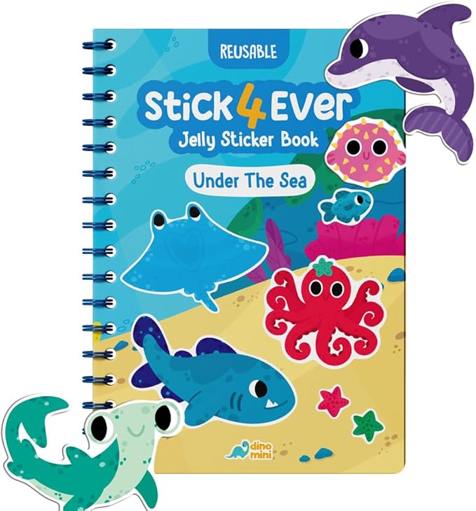 Stick4Ever Jelly Sticker Book - for Kids - Waterproof, Easy to Clean Jelly Stickers - Busy Book for Toddlers with 50 Pcs of Jelly Stickers (Under The Sea)