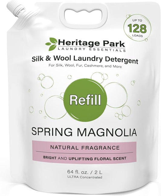 Heritage Park Silk & Wool Spring Magnolia Floral Scent, pH-Neutral Laundry Detergent - Enzyme-Free, Ultra Concentrated (64 fl oz Refill)