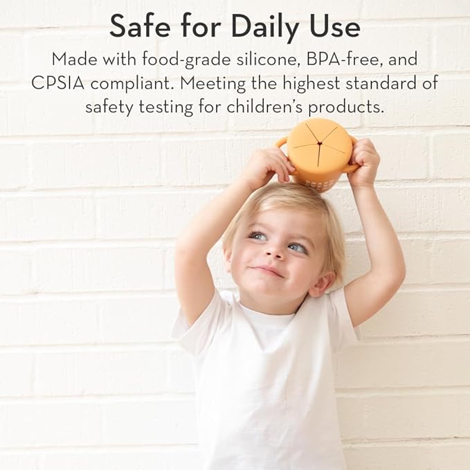 Snack Cups for Toddlers by Bella Tunno, Set of 2 Silicone Spill Proof Food Containers with Lids, Babies & Kids 6-12 Months, Mr. Happy & Cheerio Mate