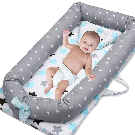 Lounger for Newborn, Newborn Lounger for 0-24 Months, Breathable & Portable Infant Nest - Soft Infant Floor Seat Cover for Travel (Triangle)