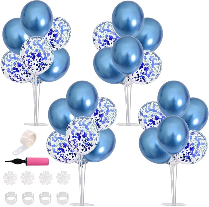 TONIFUL 4 Blue Balloon Stand Centerpiece Table Decoration for Father's Day,Birthday Decorations,Men's Birthday,Blue Party Decorations,Balloon Arch Stand Class of 2025 Graduation