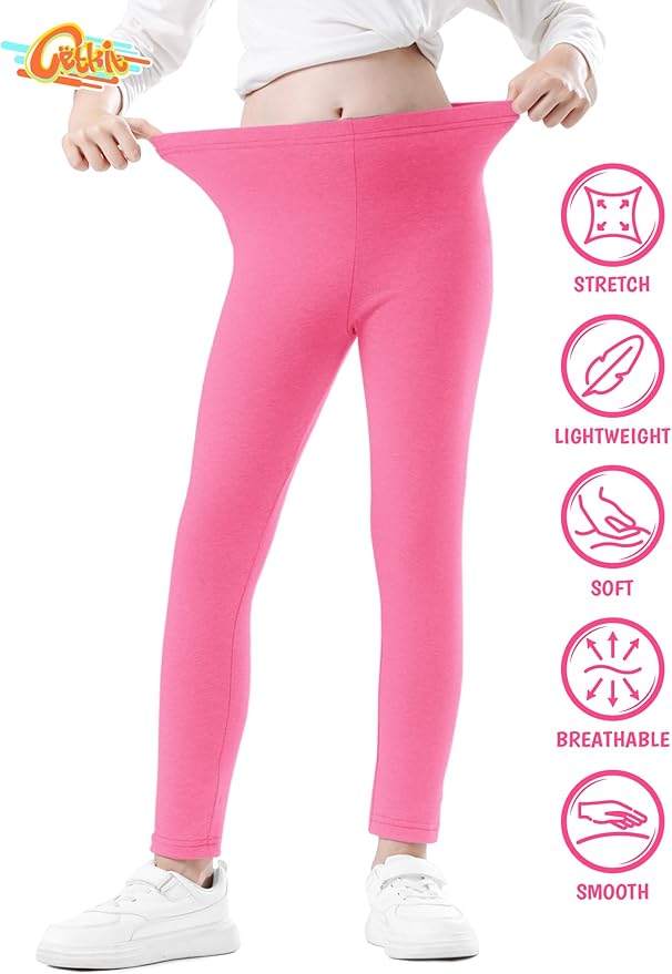 Girls Leggings Cotton Leggings for Toddler Footless Girls Pants Stretchy Baby Girl's Pants Infant Basic Leggings Size 6M -14Y