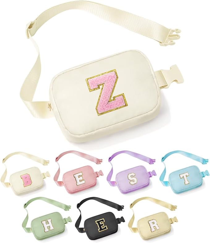 YOOLIFE Sisters Gifts from Sister - Sister Birthday Gifts, Big Sister Gifts White Initial Crossbody Bag Belt Bag for Sister Z, Beige