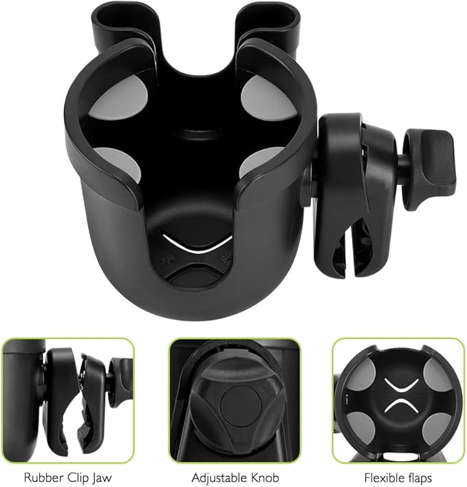 Accmor Stroller Cup Holder with Phone Holder, Bike Cup Holder, Universal Cup Holder for Uppababy Nuna Doona Strollers, 2-in-1 Cup Phone Holder for Stroller, Bike, Wheelchair, Walker, Scooter