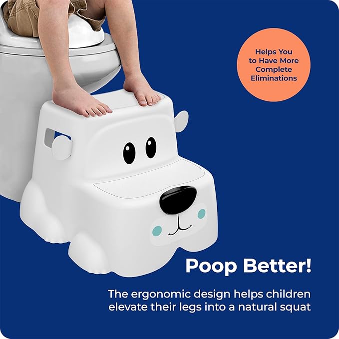Squatty Potty Kids Toilet Step Stool Set, Potty Pet Bear Cub Base with Training Seat
