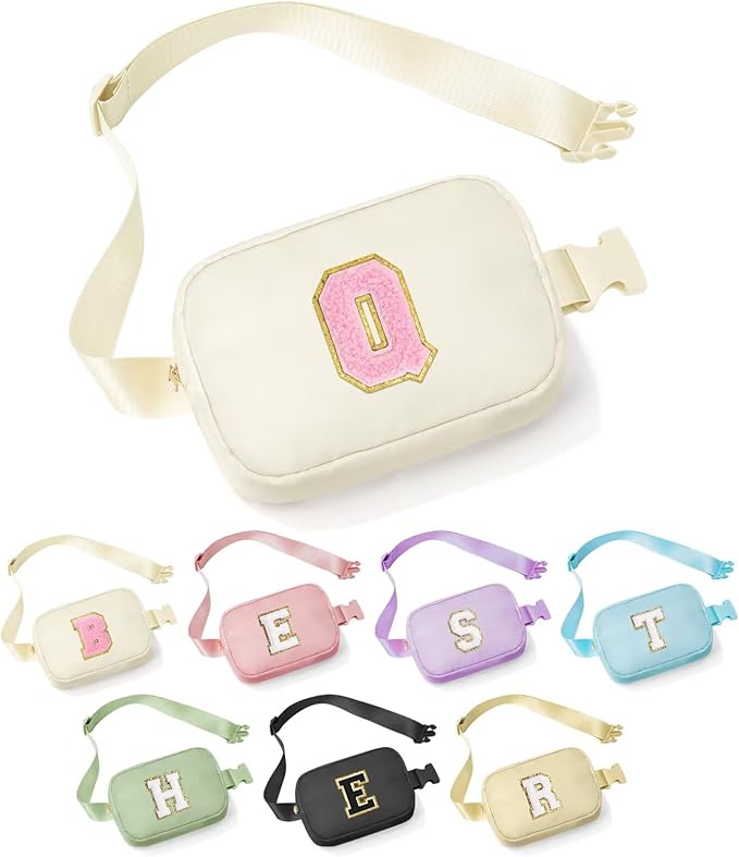 YOOLIFE Crossbody Bags for Women - Initial Belt Bag Fanny Pack Crossbody Bag for Women Initial Sling Bag Cross Body Bag for Women, Monogrammed Gifts for Women, Small, Beige