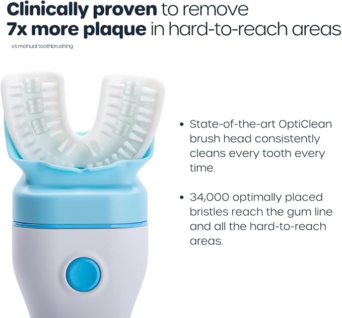 Willo Fully Automatic Kids U-Shaped Electric Toothbrush - 2 Brushing Timers, Deep-Cleans, Consistent Results, Eliminates Brushing Mistakes - Berry Splash (Medium - Kids Ages 8-11 Years)