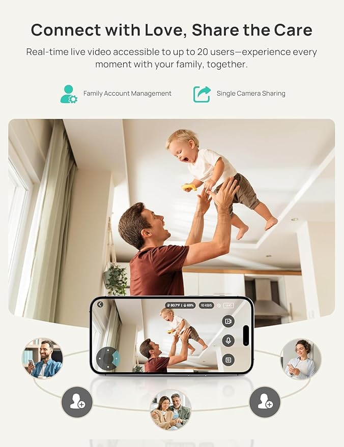 VistaView Smart WiFi Baby Monitor - 5” 1080P Split Screen & 2K Camera App Control, Cry & Motion Alerts, HD Night Vision, 5000mAh Battery, 2-Way Talk, Multi-User, Triple Security, 1279ft Range