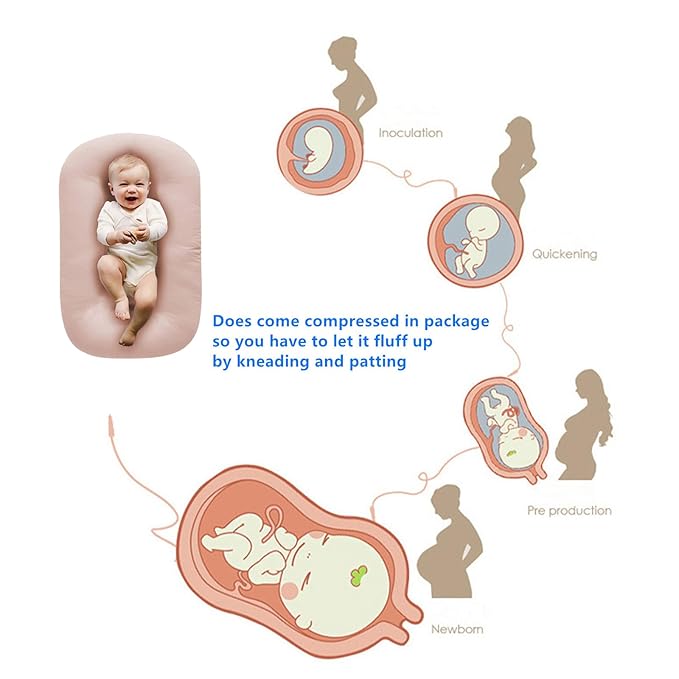 Baby Lounger for Newborns, Baby Nest & Floor Cushion, Soft Cotton, Portable Diaper Changing Pads for Boys & Girls 0-12 Months(Pink)