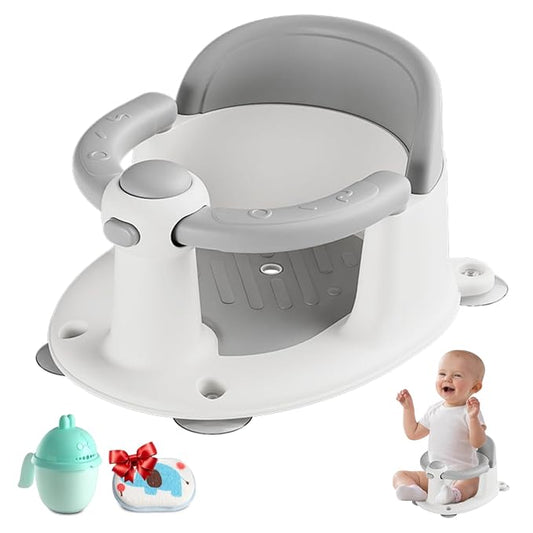 Baby Bath Seat for Babies 6 Months & up, Non-Slip Toddler Bath Seat for Baby & Newborn, Sit Up Bath Seat for Baby,Grey
