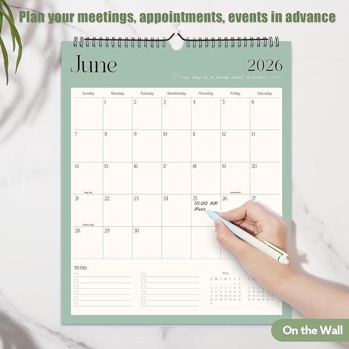 Wall Calendar 2026-2027, 18 Month Calendar from January 2026 to June 2027 14.5" x 11.8" Large Desk Calendar with Twin-Wire Binding for Home Office Planning Personal Organisers, Simple Style