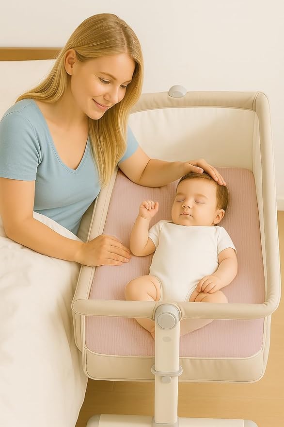 Muslin Bedside Bassinet Sheets 2 Pack, 33x20 Fitted Ultra Soft & Breathable Bedside Sleeper Sheets, Ideal for Baby Girl and Boy, Perfect for Newborns (Floral & Pink)