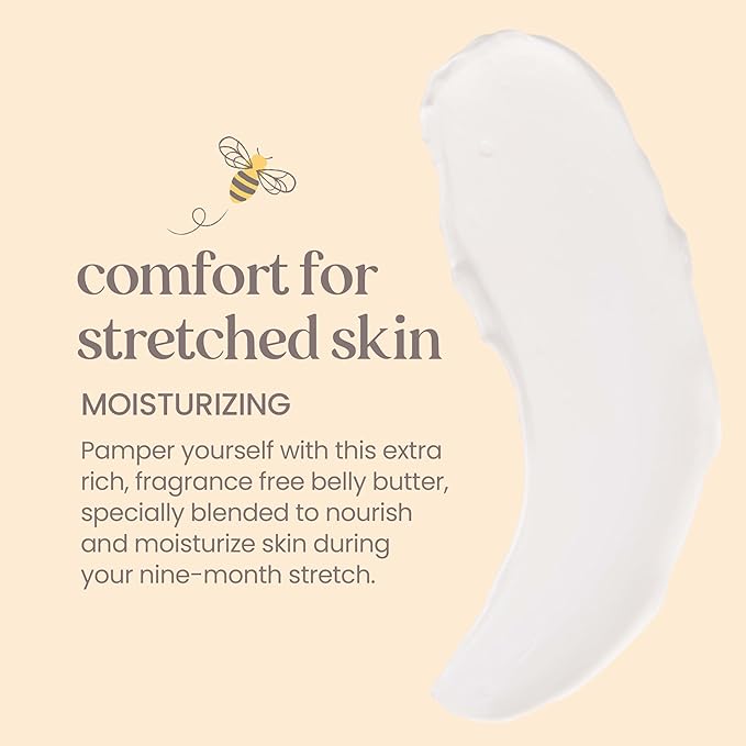 Burt's Bees Mama Belly Butter Stretch Mark Cream for Pregnancy Massages Body & Reduces Scar Appearance, Prenatal & Postnatal Tummy Skin Care, Shea Butter & Vitamin E Rich Formula, 6.5 Oz (Pack of 3)
