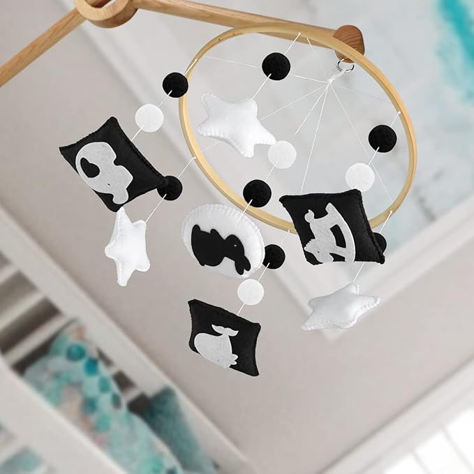 Montessori Mobile Baby for Crib - Black and White Mobile Give Visual Stimulation to Engage Your Newborn - Baby Crib Mobile for Boys & Girls - Baby Mobile for Crib