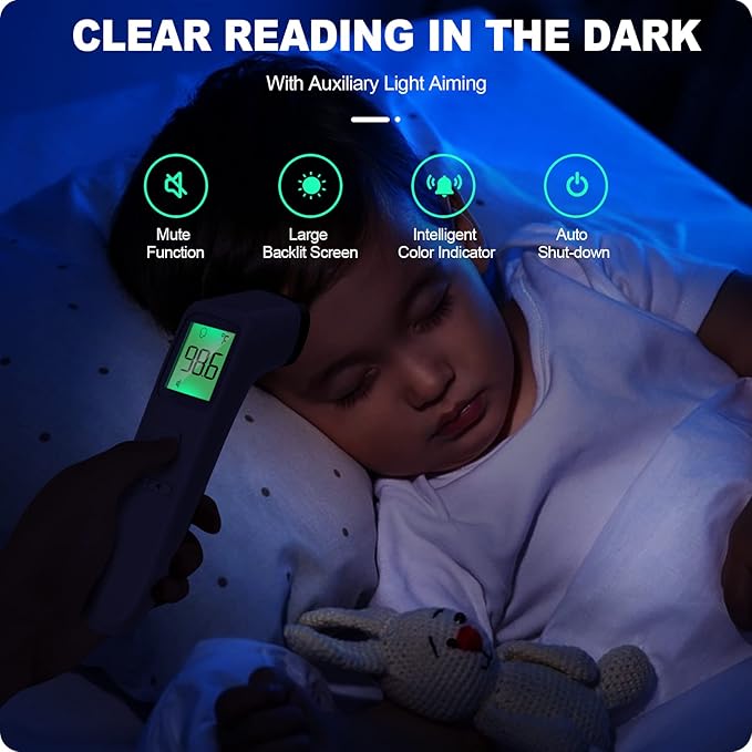 No-Touch Thermometer for Adults and Kids, Accurate Digital Baby Thermometer, Fever Alarm & Silent Mode, 2 in 1 Forehead & Object Mode