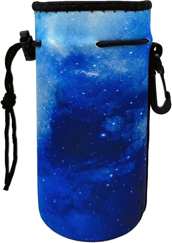 Water Bottle Bag Carrier, Neoprene Sleeve Portable Insulator Cover With Drawstring for 18-20 Oz Bottles (Blue)