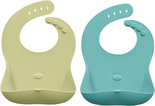 Abiie Ruby Wrapp Silicone Bibs for Babies with Front Pocket - Waterproof Bib - Stain Resistant - Silicone Toddler Bibs