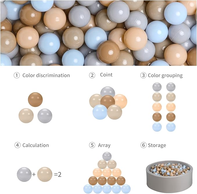 GOGOSO Ball Pits Balls for Toddlers Pack of 50 100 200 Plastics Shape Ball Non-Phthalate Non-BPA Non-Toxic 2.2-Inch Crush Proof Play Balls