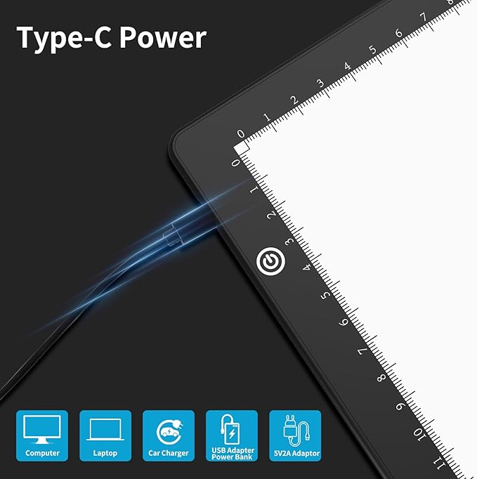 Elice A4 LED Tracing Light Box with 4 Clips, Ultra-Thin Diamond Art Light Board, Bright Light Pad, Lightbox for Tracing and Drawing, Artcraft Light Table for Weeding Vinyl, Diamond Painting, Sketching