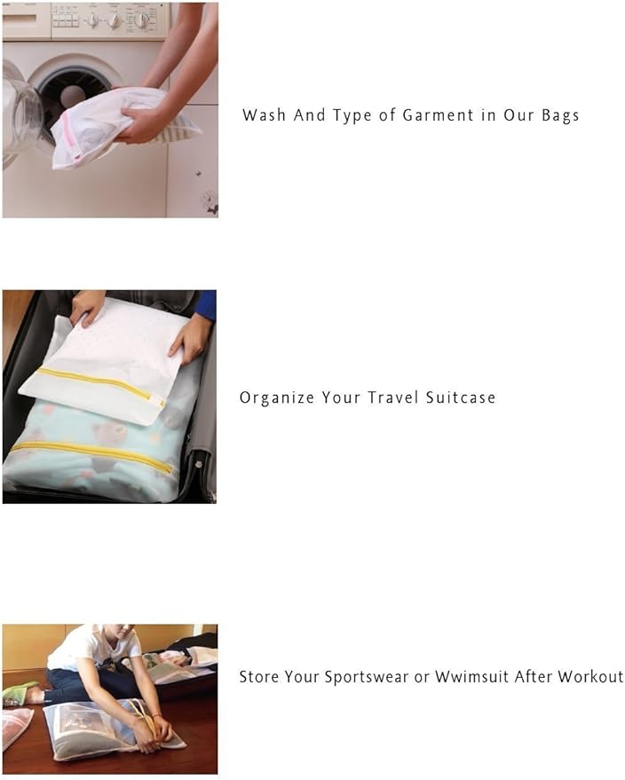 Pack of 5 Mesh Laundry Washing Bags-5 Large for Laundry,Blouse, Hosiery, Stocking, Underwear, Bra and Lingerie, Travel Laundry Bag FBA