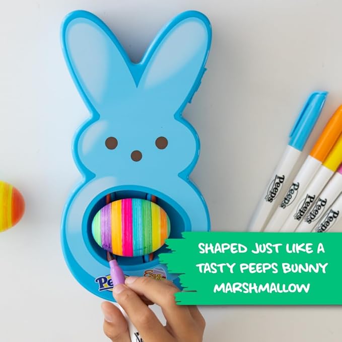 The Eggmazing Egg Decorator - Peeps Bunny - Arts and Craft Set Includes 6 Colorful Quick Drying, Non-Toxic Markers - Blue - Packaging May Vary