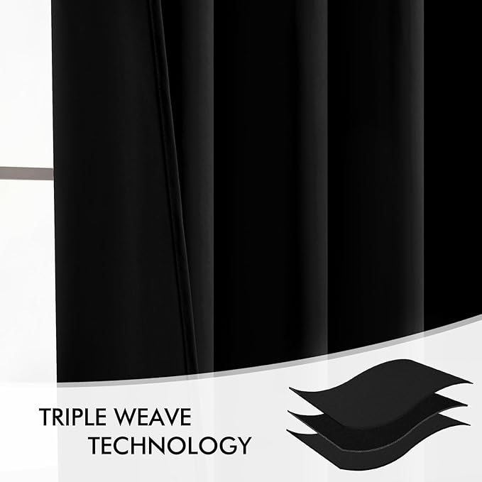 MIULEE Black Back Tab Blackout Curtains 95 Inch Length 2 Panels Set for Living Room Bedroom Privacy, Halloween Rod Pocket/Pinch Pleat Thermal Insulated Room Darkening Pleated Light Blocking Drapes