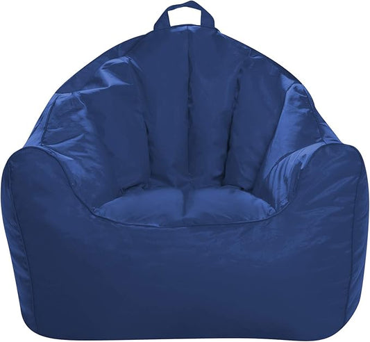Posh Creations Structured Comfy Seat for Playrooms and Bedrooms, Large Bean Bag Chair, Malibu Lounge, Navy