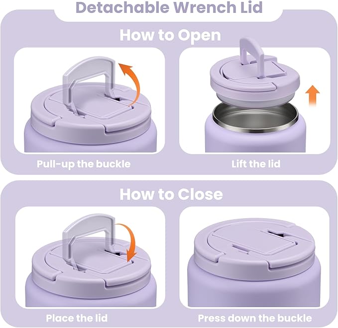 Soup Thermo for Hot Food Kids 13.5oz Lunch Containers with Buckle Lid Wide Mouth Hot Food Jar Vacuum Insulated Stainless Steel Bento Box Leakproof with Spoon(Purple)