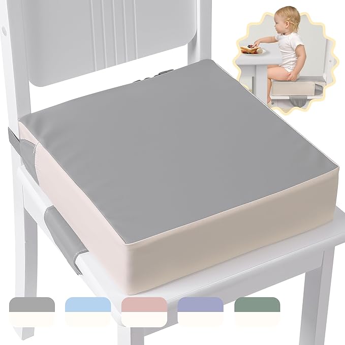 Booster Seat for Kitchen Chair with Adjustable Straps, Toddler Booster Seats for Dining Table Portable for Travel Camping Eating, Booster Cushion for Table for Baby Child Infant Kid Boy Girl